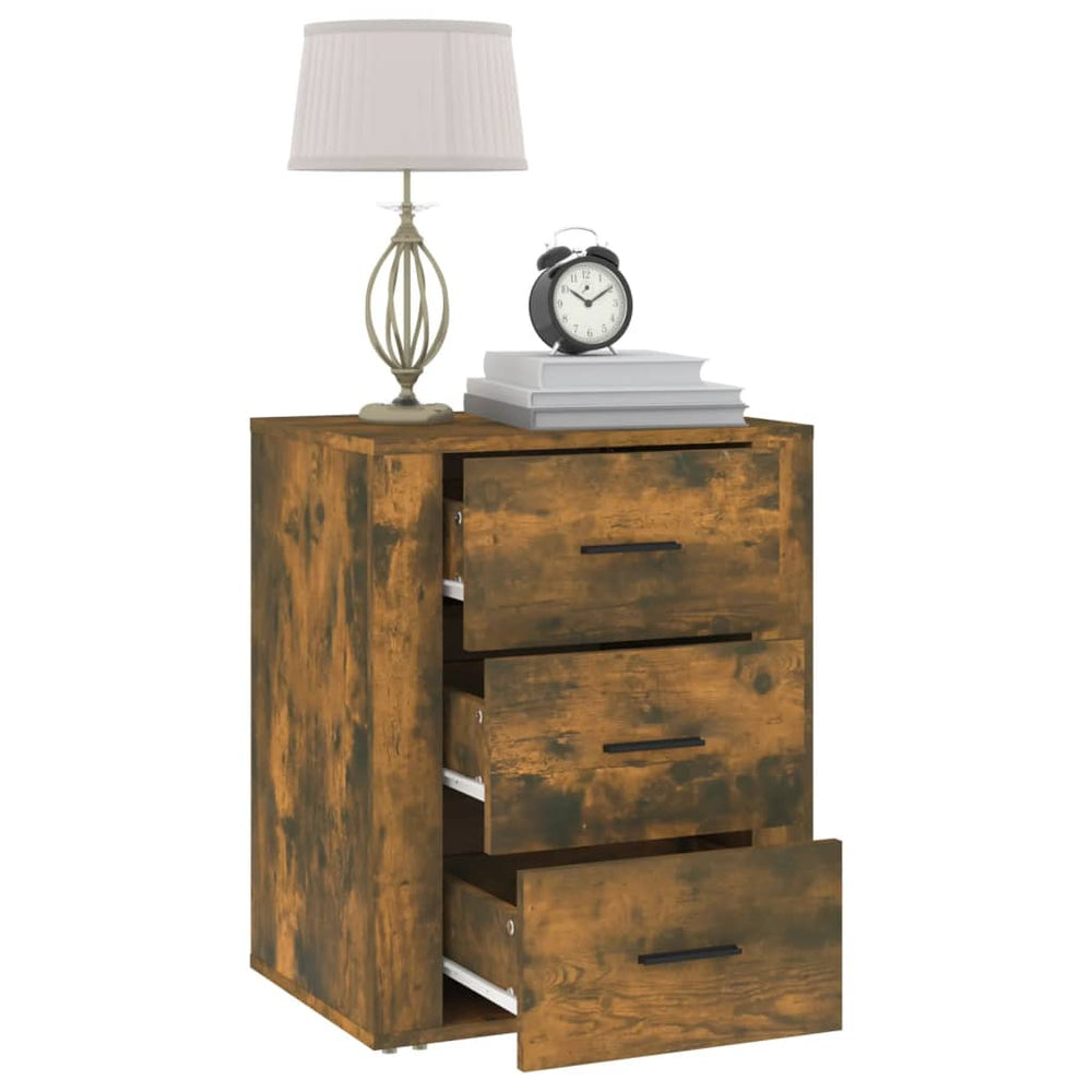 Nachtkastje 50x36x60 cm bewerkt hout gerookt eikenkleurig MeubelReus
