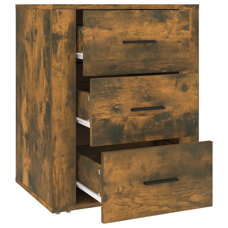 Nachtkastje 50x36x60 cm bewerkt hout gerookt eikenkleurig MeubelReus