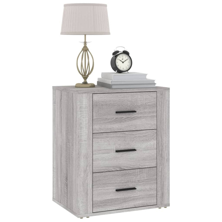 Nachtkastje 50x36x60 cm bewerkt hout grijs sonoma eikenkleurig MeubelReus