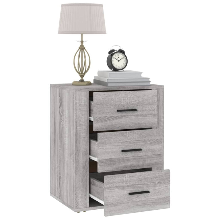 Nachtkastje 50x36x60 cm bewerkt hout grijs sonoma eikenkleurig MeubelReus