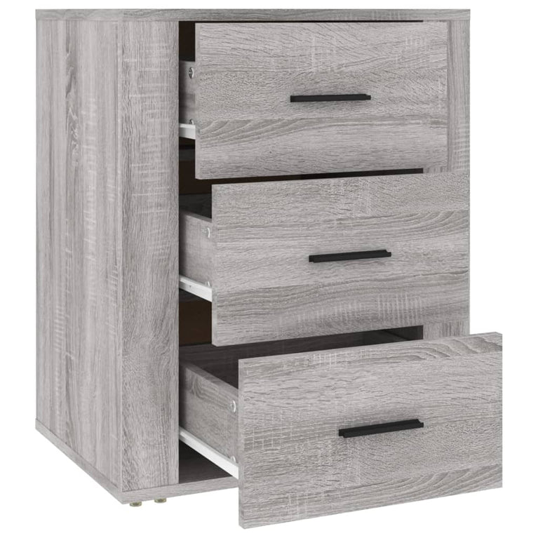 Nachtkastje 50x36x60 cm bewerkt hout grijs sonoma eikenkleurig MeubelReus
