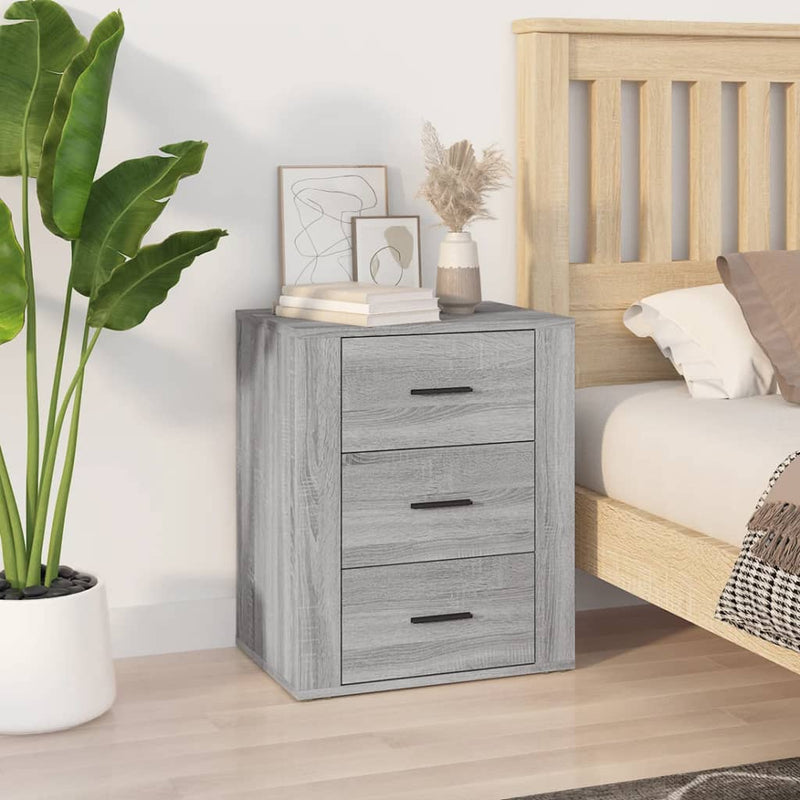 Nachtkastje 50x36x60 cm bewerkt hout grijs sonoma eikenkleurig MeubelReus