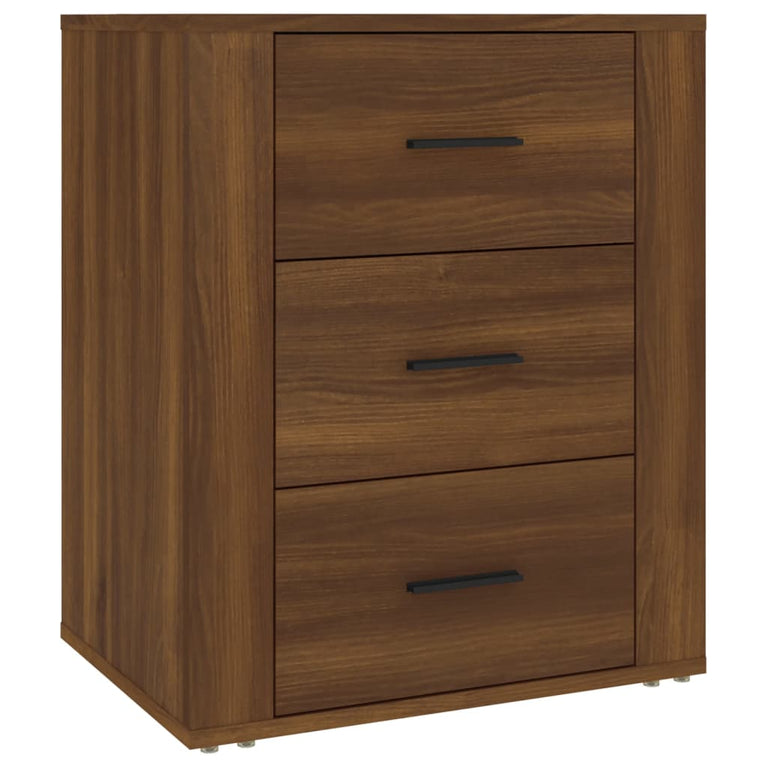 Nachtkastje 50x36x60 cm bewerkt hout bruin eikenkleur MeubelReus