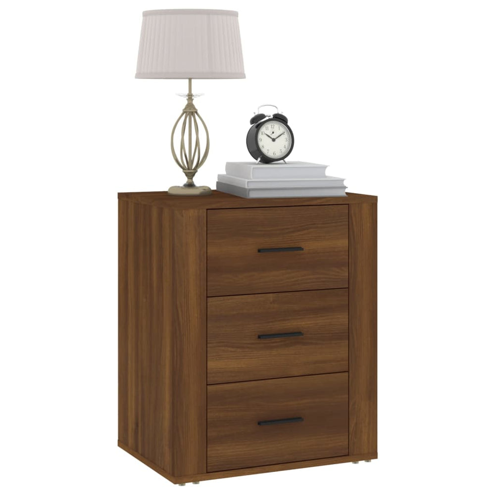 Nachtkastje 50x36x60 cm bewerkt hout bruin eikenkleur MeubelReus