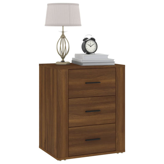 Nachtkastje 50x36x60 cm bewerkt hout bruin eikenkleur MeubelReus
