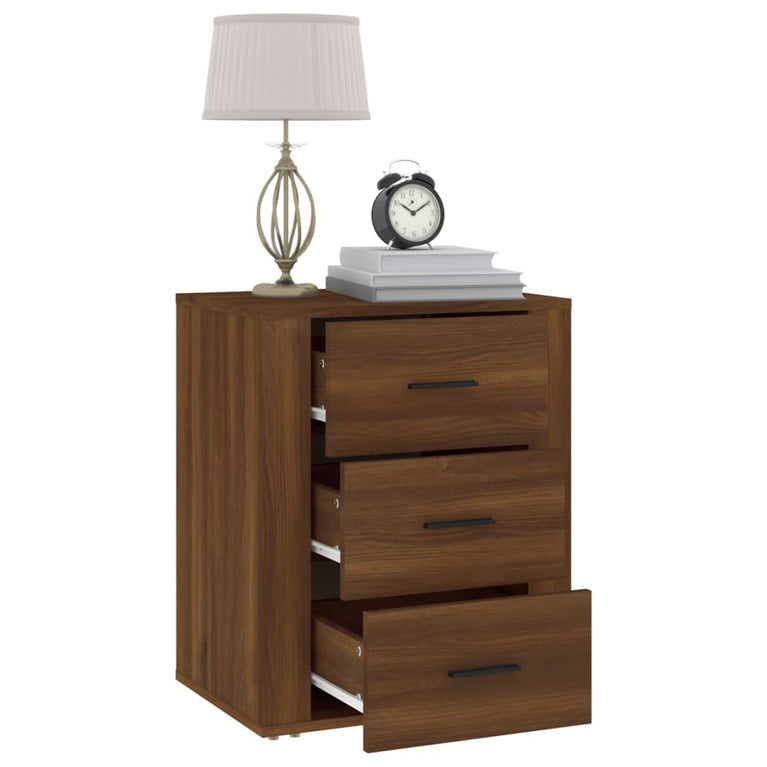 Nachtkastje 50x36x60 cm bewerkt hout bruin eikenkleur MeubelReus