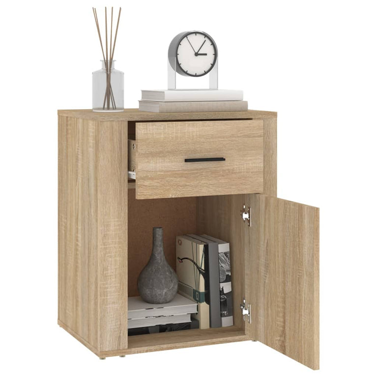 Nachtkastje 50x36x60 cm bewerkt hout sonoma eikenkleurig MeubelReus