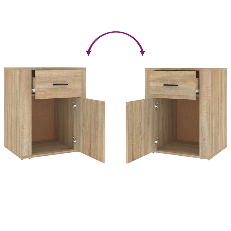 Nachtkastje 50x36x60 cm bewerkt hout sonoma eikenkleurig MeubelReus
