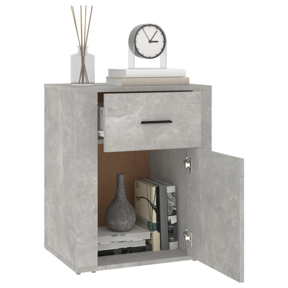 Nachtkastje 50x36x60 cm bewerkt hout betongrijs MeubelReus