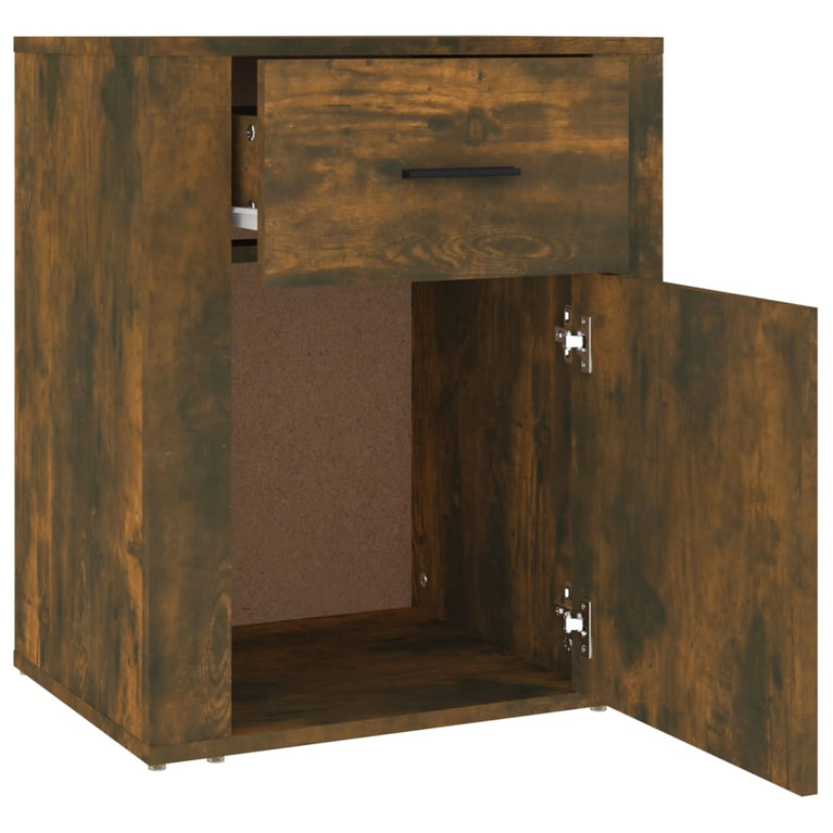 Nachtkastje 50x36x60 cm bewerkt hout gerookt eikenkleurig MeubelReus