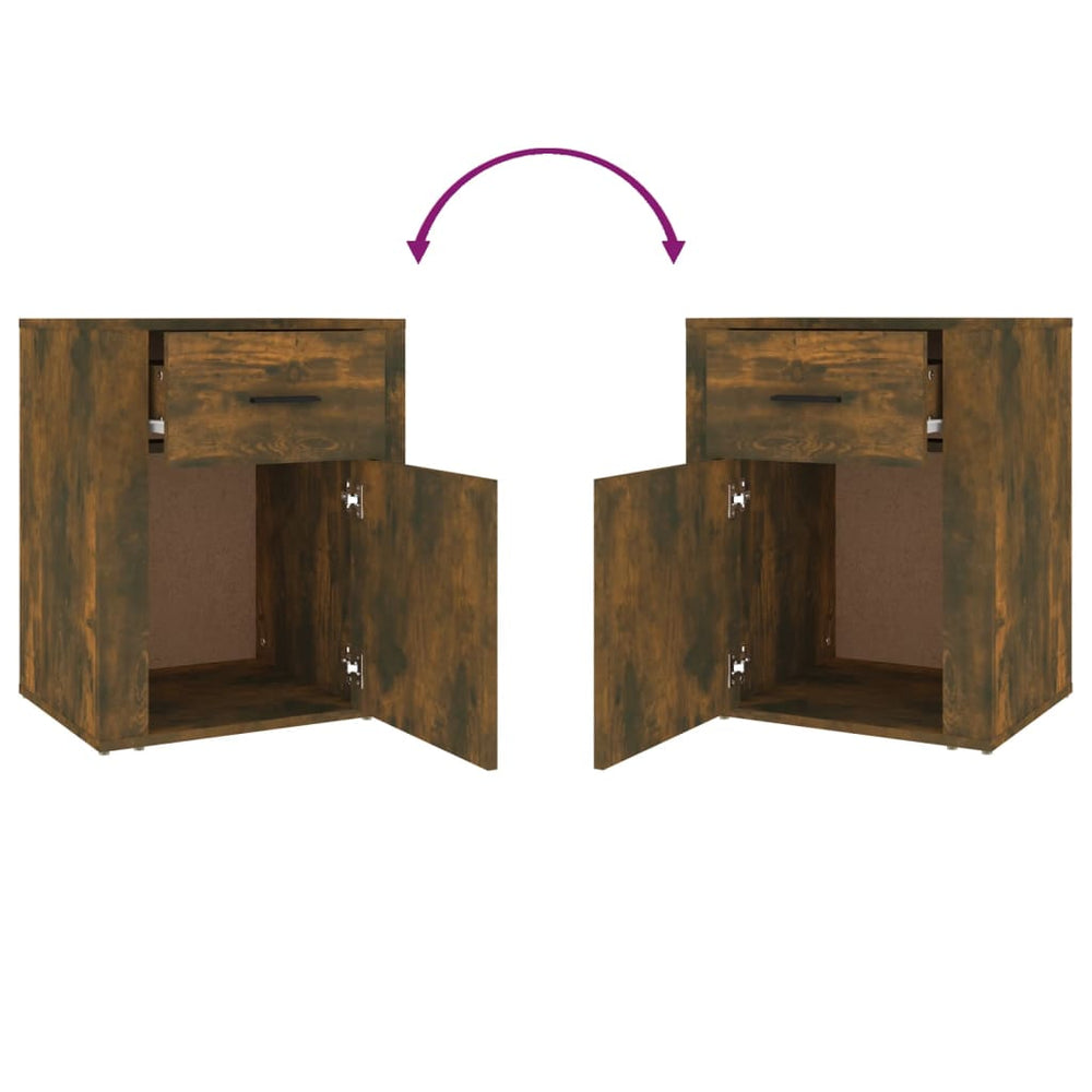Nachtkastje 50x36x60 cm bewerkt hout gerookt eikenkleurig MeubelReus
