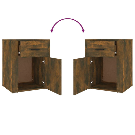 Nachtkastje 50x36x60 cm bewerkt hout gerookt eikenkleurig MeubelReus