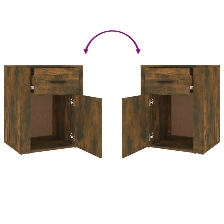 Nachtkastje 50x36x60 cm bewerkt hout gerookt eikenkleurig MeubelReus