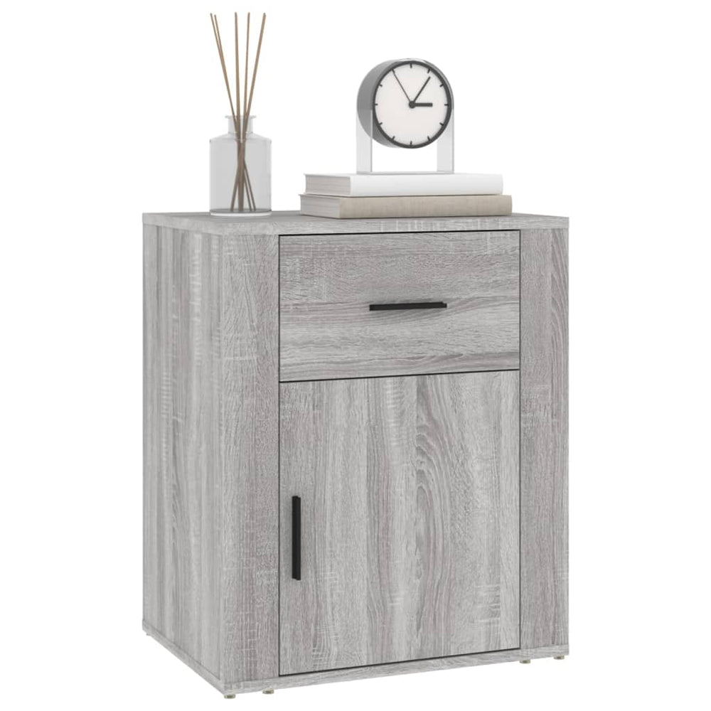 Nachtkastje 50x36x60 cm bewerkt hout grijs sonoma eikenkleurig MeubelReus