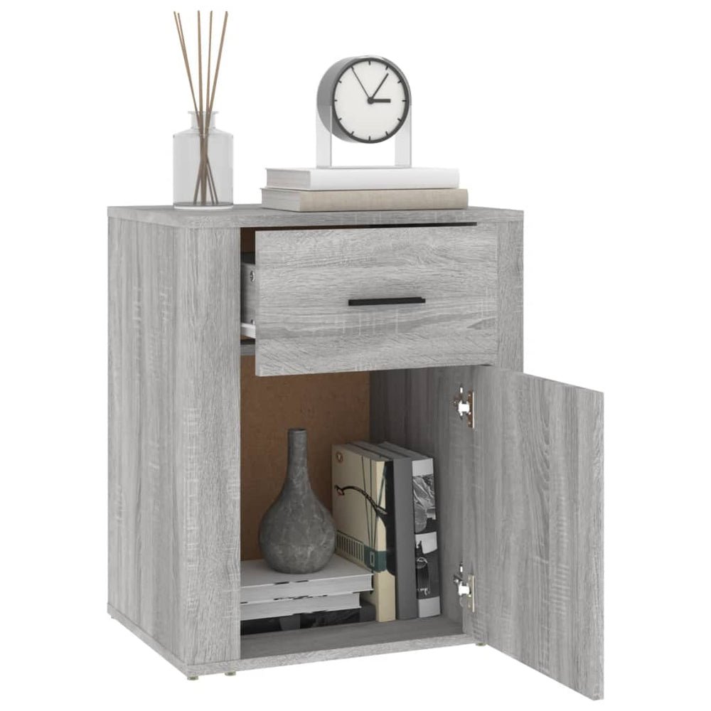Nachtkastje 50x36x60 cm bewerkt hout grijs sonoma eikenkleurig MeubelReus