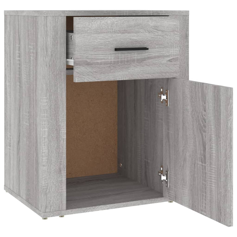 Nachtkastje 50x36x60 cm bewerkt hout grijs sonoma eikenkleurig MeubelReus