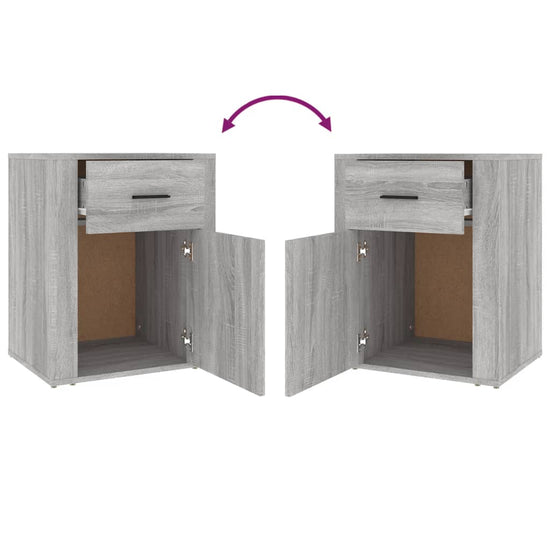 Nachtkastje 50x36x60 cm bewerkt hout grijs sonoma eikenkleurig MeubelReus