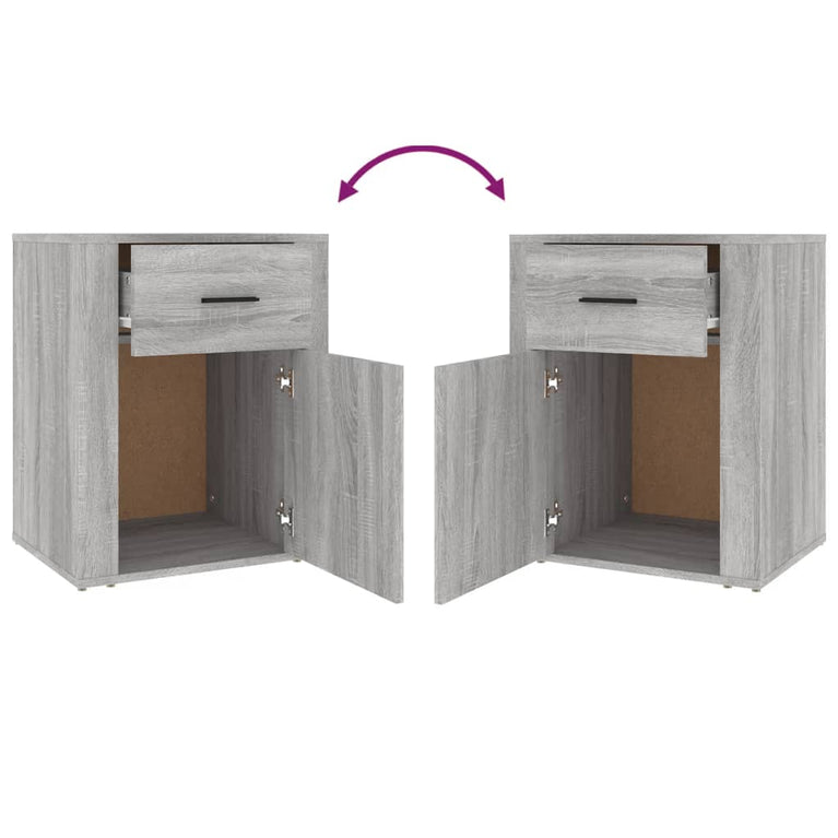 Nachtkastje 50x36x60 cm bewerkt hout grijs sonoma eikenkleurig MeubelReus
