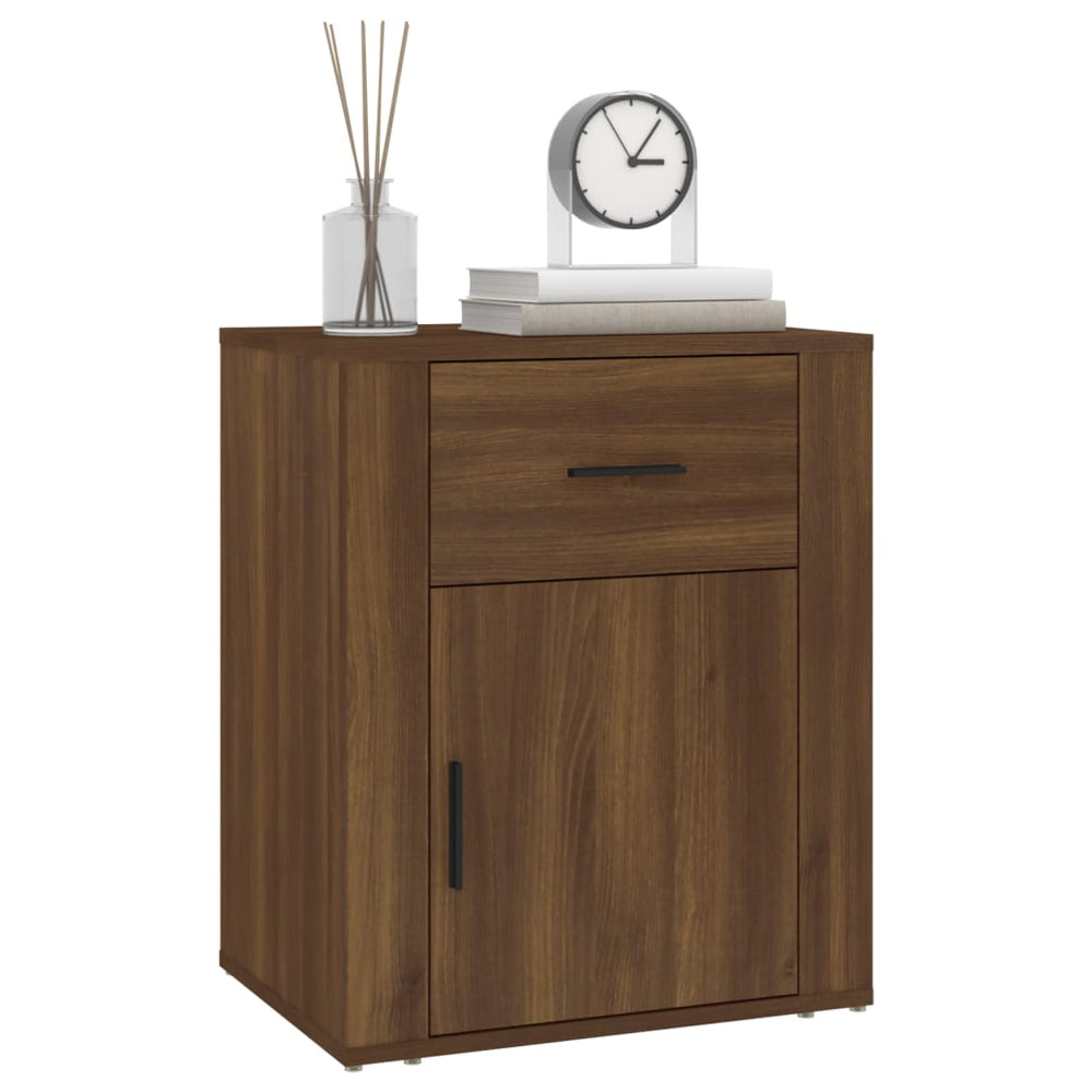 Nachtkastje 50x36x60 cm bewerkt hout bruin eikenkleur MeubelReus