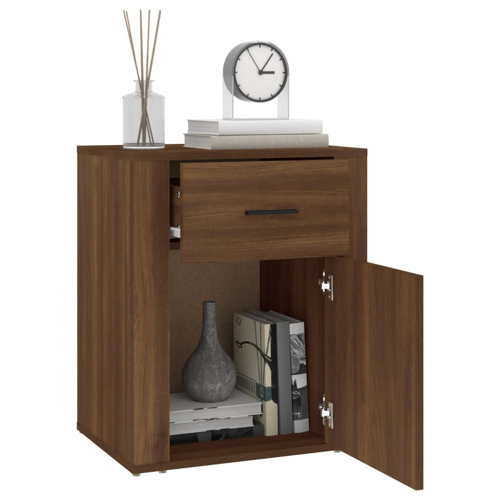 Nachtkastje 50x36x60 cm bewerkt hout bruin eikenkleur MeubelReus
