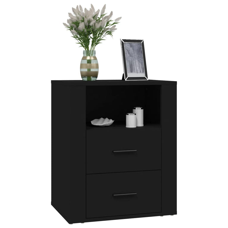 Nachtkastje 50x36x60 cm bewerkt hout zwart MeubelReus
