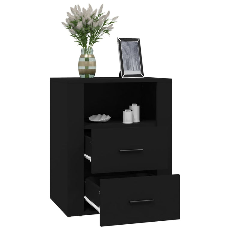 Nachtkastje 50x36x60 cm bewerkt hout zwart MeubelReus
