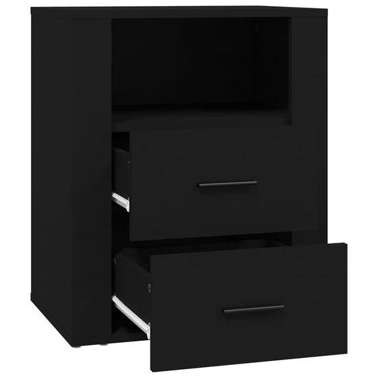 Nachtkastje 50x36x60 cm bewerkt hout zwart MeubelReus