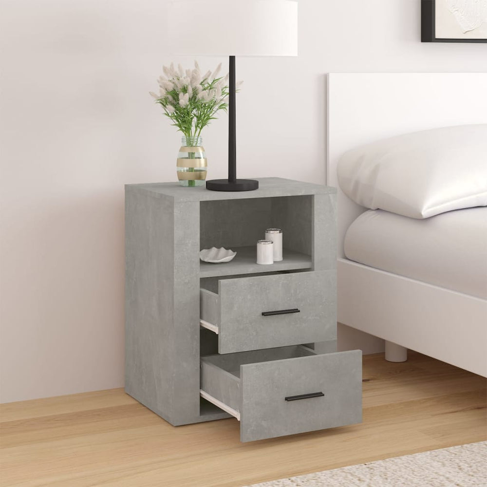 Nachtkastje 50x36x60 cm bewerkt hout betongrijs MeubelReus