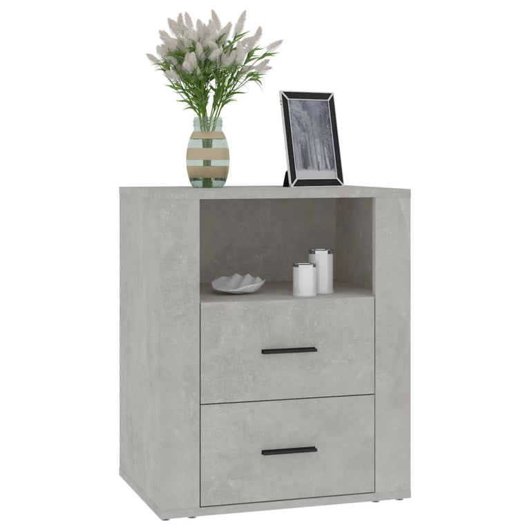Nachtkastje 50x36x60 cm bewerkt hout betongrijs MeubelReus