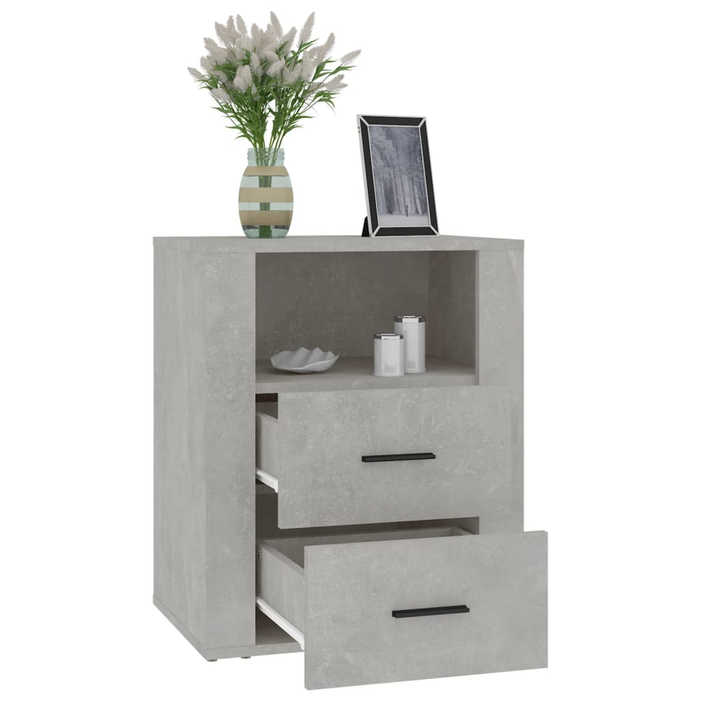 Nachtkastje 50x36x60 cm bewerkt hout betongrijs MeubelReus