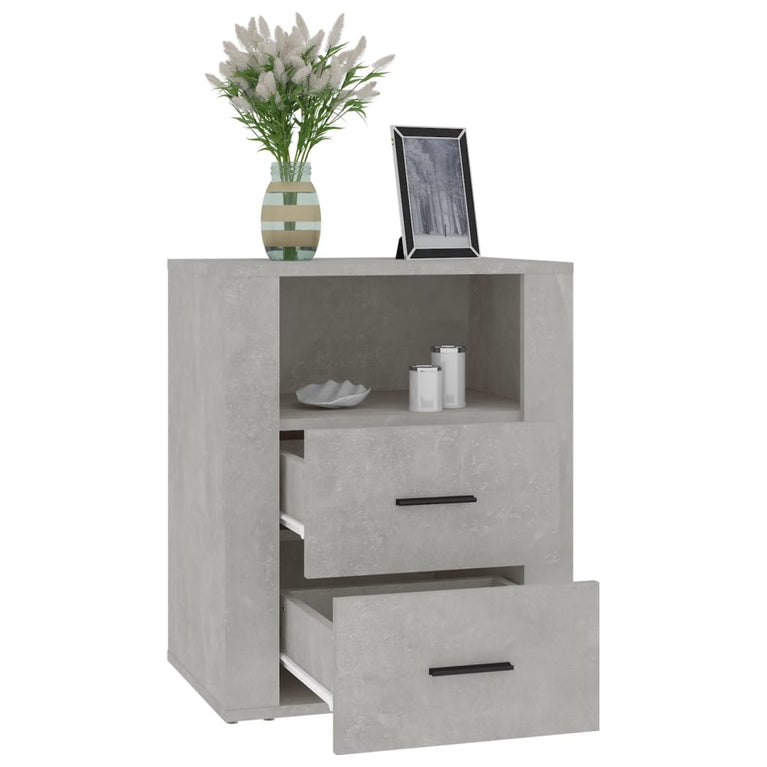 Nachtkastje 50x36x60 cm bewerkt hout betongrijs MeubelReus