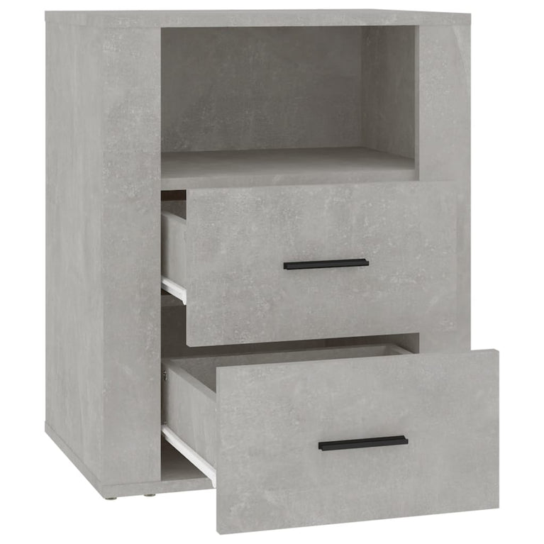 Nachtkastje 50x36x60 cm bewerkt hout betongrijs MeubelReus