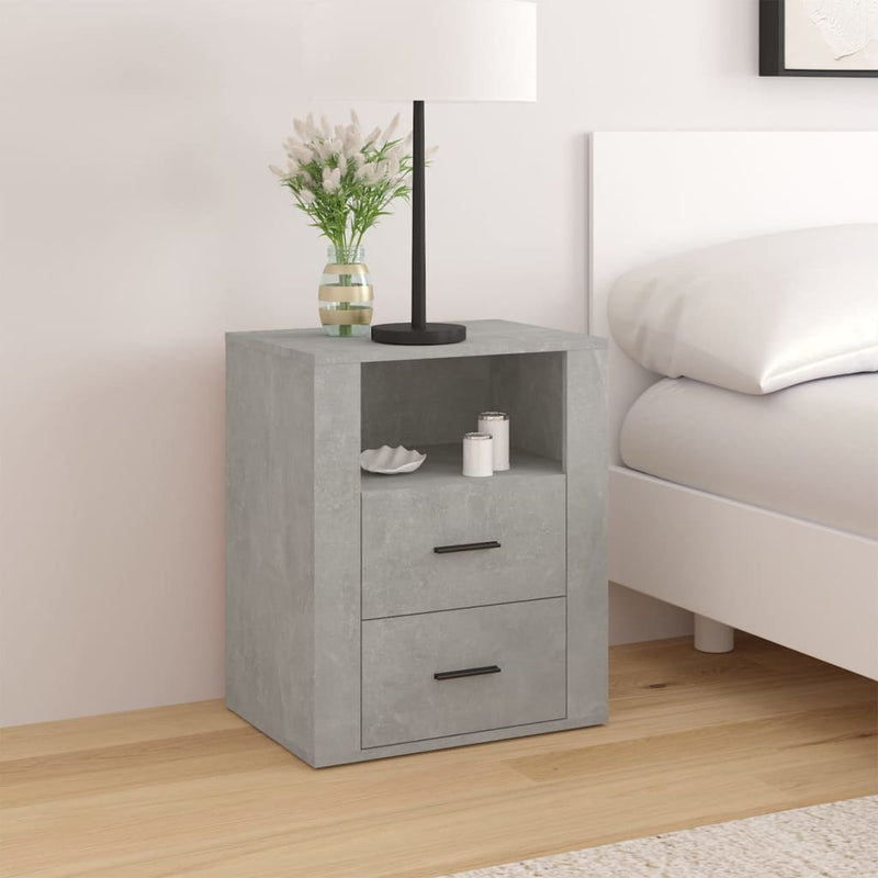 Nachtkastje 50x36x60 cm bewerkt hout betongrijs MeubelReus