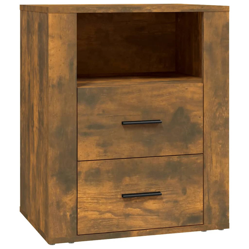 Nachtkastje 50x36x60 cm bewerkt hout gerookt eikenkleurig MeubelReus