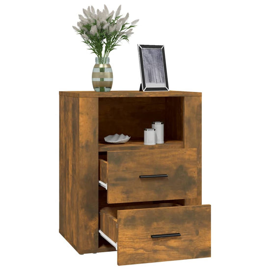 Nachtkastje 50x36x60 cm bewerkt hout gerookt eikenkleurig MeubelReus