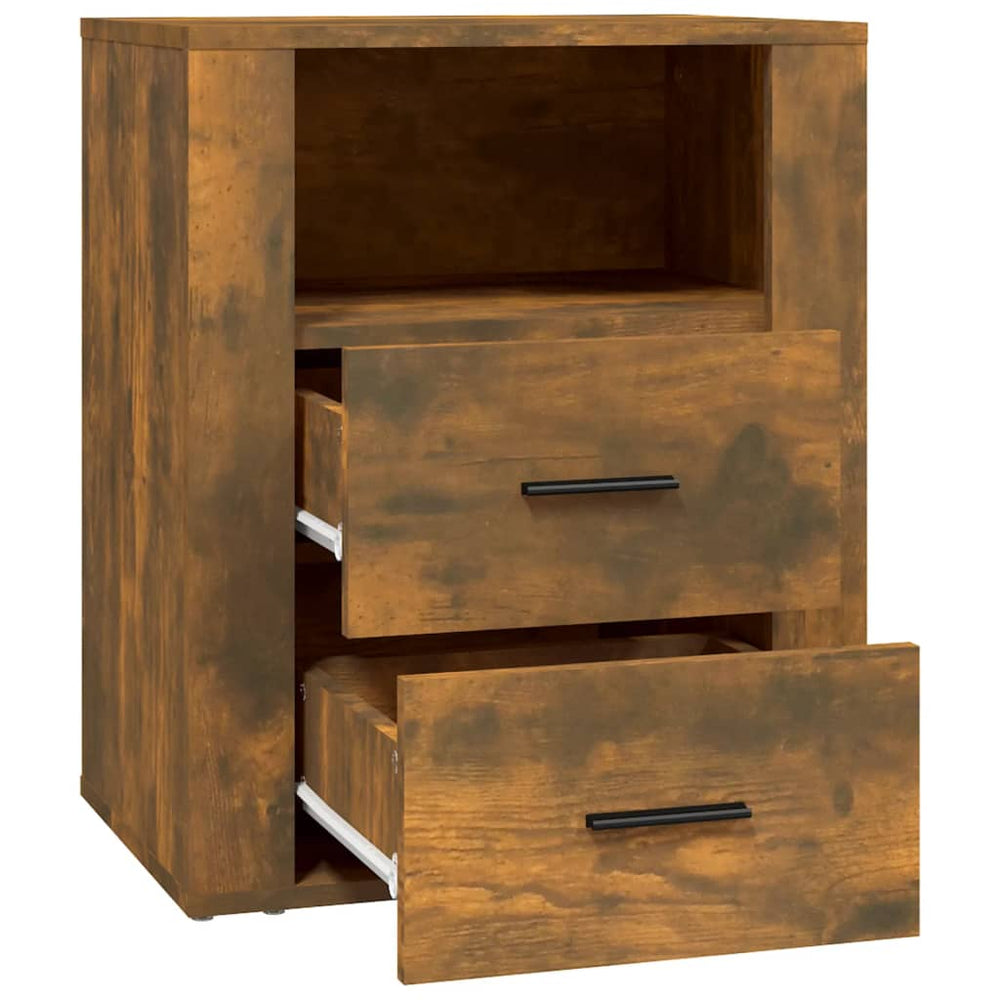 Nachtkastje 50x36x60 cm bewerkt hout gerookt eikenkleurig MeubelReus