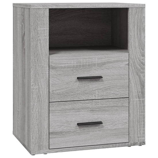 Nachtkastje 50x36x60 cm bewerkt hout grijs sonoma eikenkleurig MeubelReus