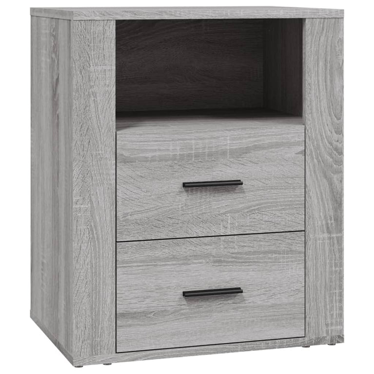 Nachtkastje 50x36x60 cm bewerkt hout grijs sonoma eikenkleurig MeubelReus