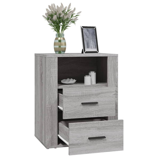Nachtkastje 50x36x60 cm bewerkt hout grijs sonoma eikenkleurig MeubelReus