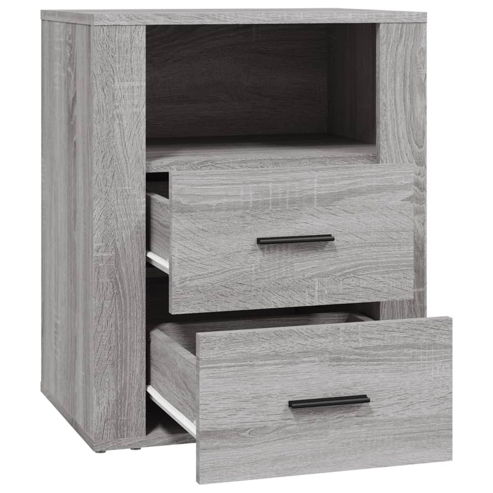 Nachtkastje 50x36x60 cm bewerkt hout grijs sonoma eikenkleurig MeubelReus