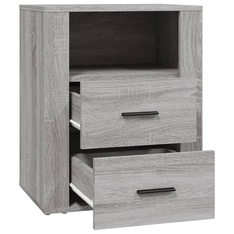 Nachtkastje 50x36x60 cm bewerkt hout grijs sonoma eikenkleurig MeubelReus