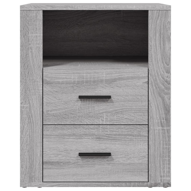 Nachtkastje 50x36x60 cm bewerkt hout grijs sonoma eikenkleurig MeubelReus