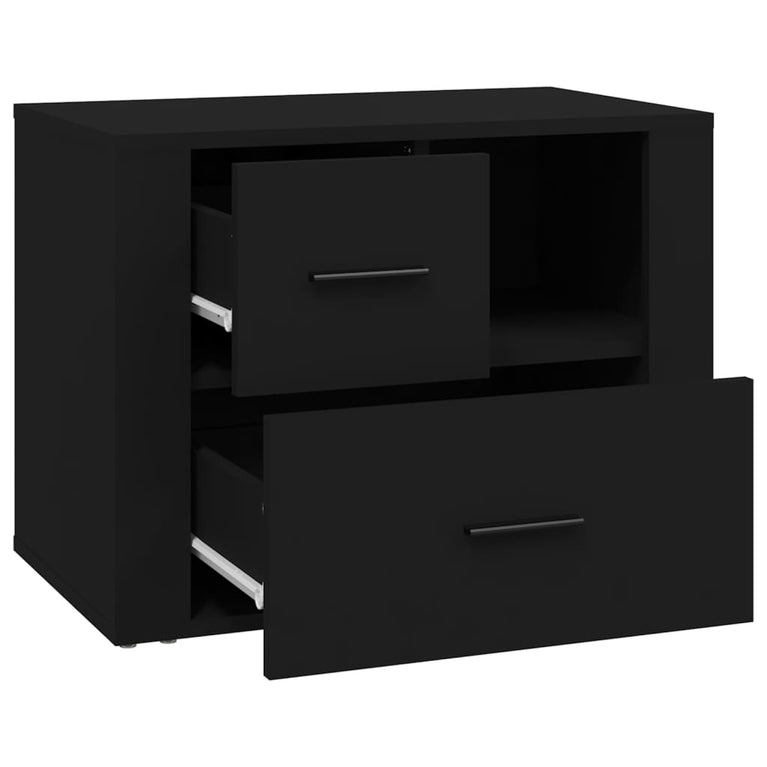 Nachtkastje 60x36x45 cm bewerkt hout zwart MeubelReus