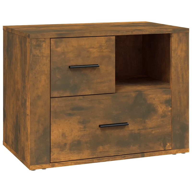 Nachtkastje 60x36x45 cm bewerkt hout gerookt eikenkleurig MeubelReus
