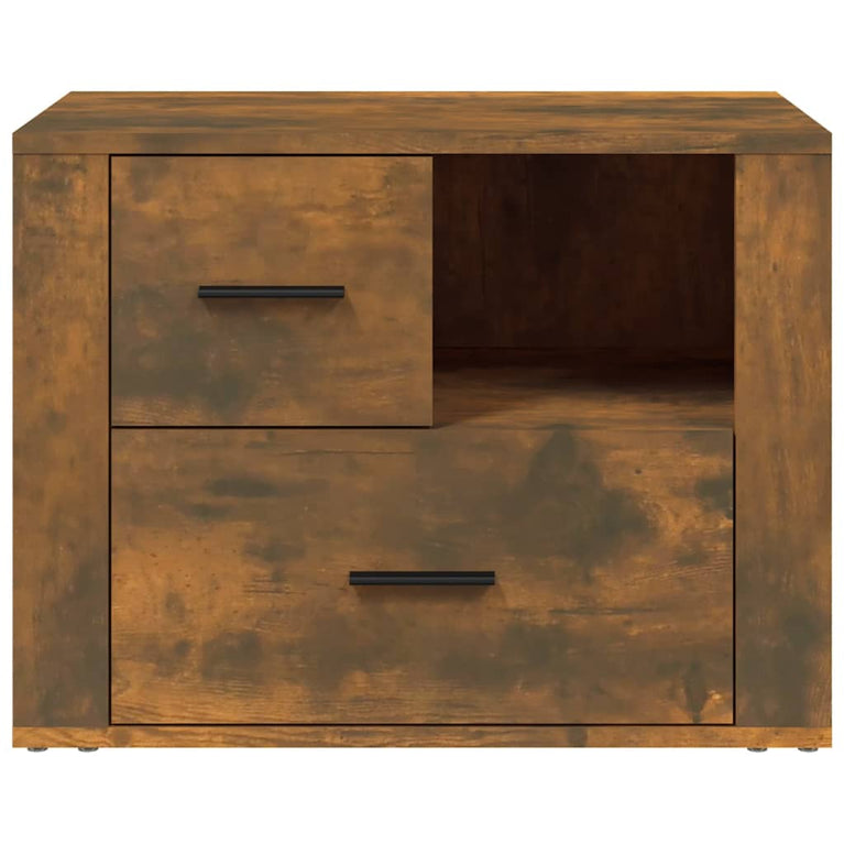 Nachtkastje 60x36x45 cm bewerkt hout gerookt eikenkleurig MeubelReus