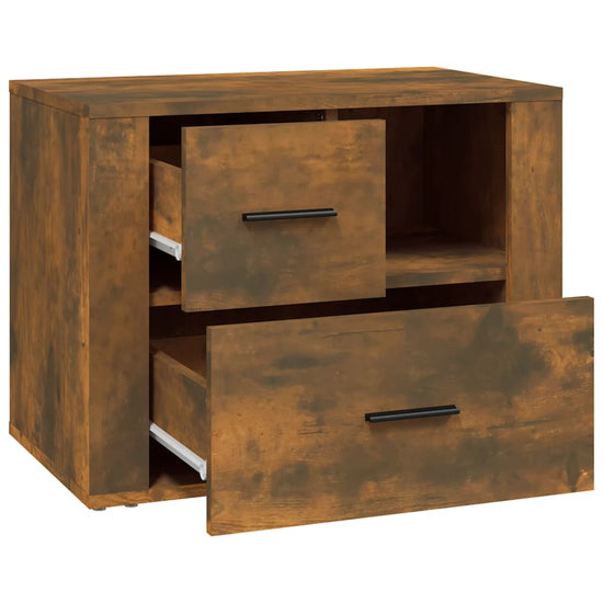 Nachtkastje 60x36x45 cm bewerkt hout gerookt eikenkleurig MeubelReus