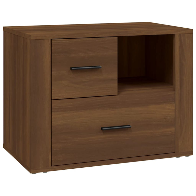 Nachtkastje 60x36x45 cm bewerkt hout bruin eikenkleur MeubelReus