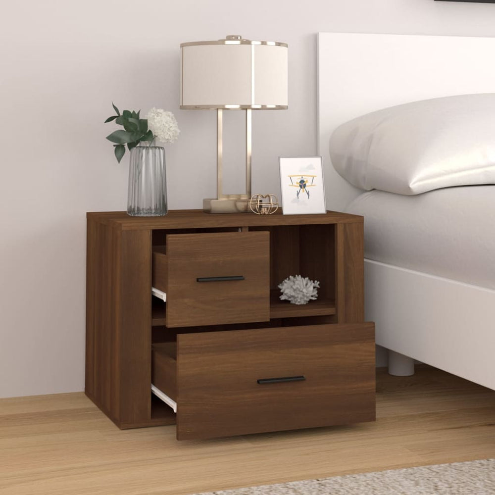 Nachtkastje 60x36x45 cm bewerkt hout bruin eikenkleur MeubelReus
