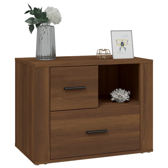 Nachtkastje 60x36x45 cm bewerkt hout bruin eikenkleur MeubelReus
