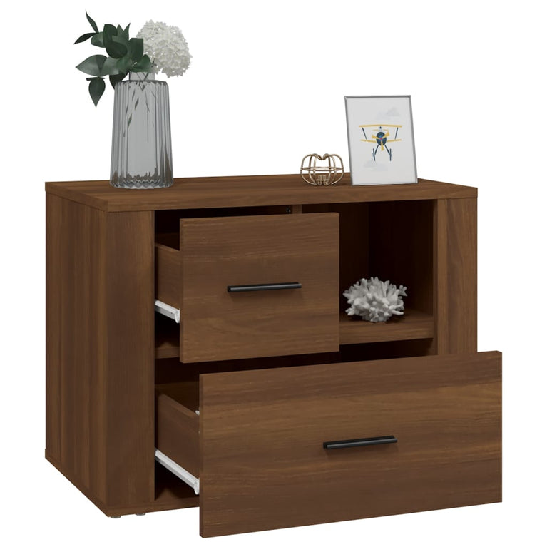 Nachtkastje 60x36x45 cm bewerkt hout bruin eikenkleur MeubelReus